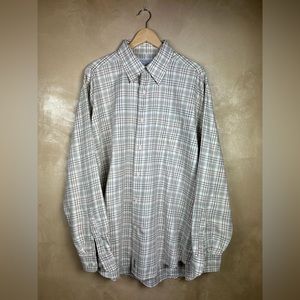Alex Cannon Men's Long Sleeve Shirt XL Linen Tan  Plaid